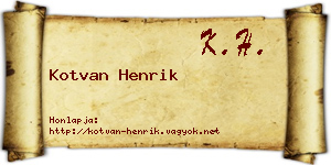 Kotvan Henrik névjegykártya